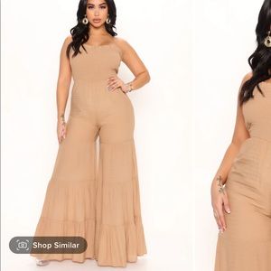 Fashion Nova: Summer Nights Jumpsuit - Taupe